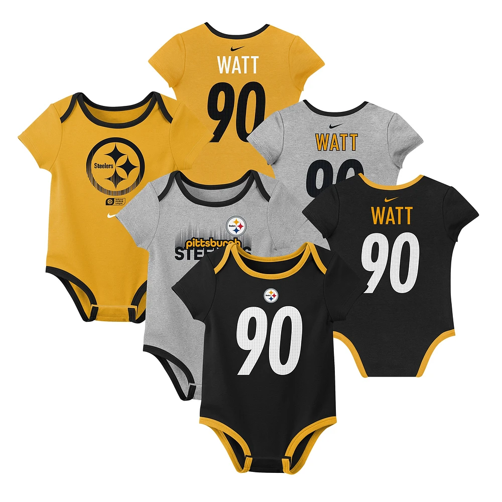 Ensemble de 3 bodies Nike pour nouveau-né et bébé avec nom numéro T.J. Watt des Pittsburgh Steelers