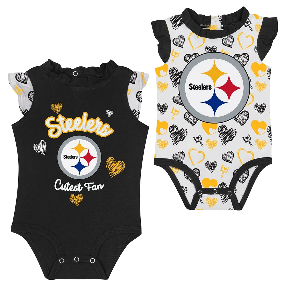 Ensemble de body 2 pièces Happy Hearts des Steelers Pittsburgh pour nouveau-nés et nourrissons