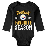 Newborn & Infant WEAR by Erin Andrews Pittsburgh Steelers Three-Piece Turn Me Around Bodysuits Pant Set