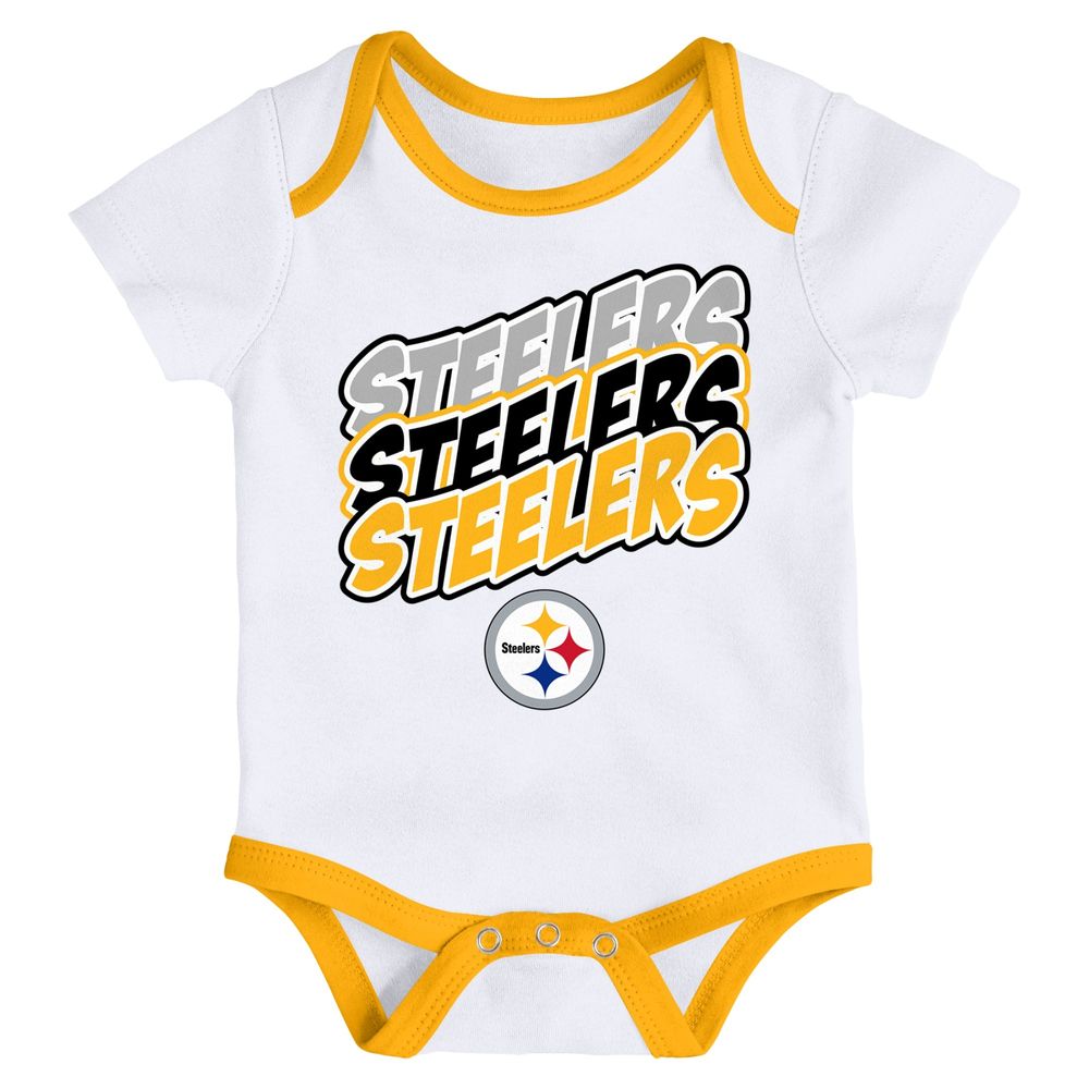 Newborn & Infant White/Gold Pittsburgh Steelers Monterey Tie-Dye - 2-Pack Bodysuit Set