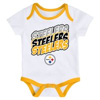 Newborn & Infant White/Gold Pittsburgh Steelers Monterey Tie-Dye - 2-Pack Bodysuit Set