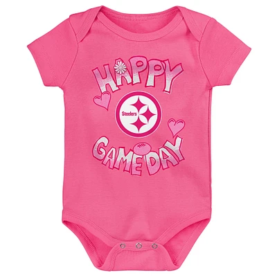 Body rose pour nouveau-né Pittsburgh Steelers Happy Gameday