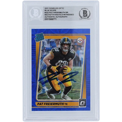 Pat Freiermuth Pittsburgh Steelers 2021 Panini Donruss Optic Rated Rookie Blue Scope #232 Beckett Fanatics Witnessed Rookie Card