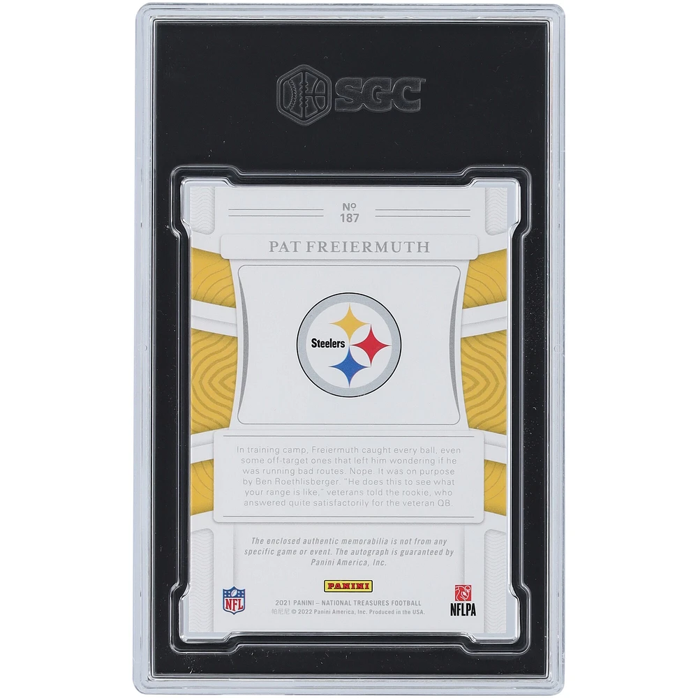 Pat Freiermuth Pittsburgh Steelers Autographed 2021 Panini National Treasures Purple #187 #48/49 SGC Authenticated 9.5/10 Rookie Card