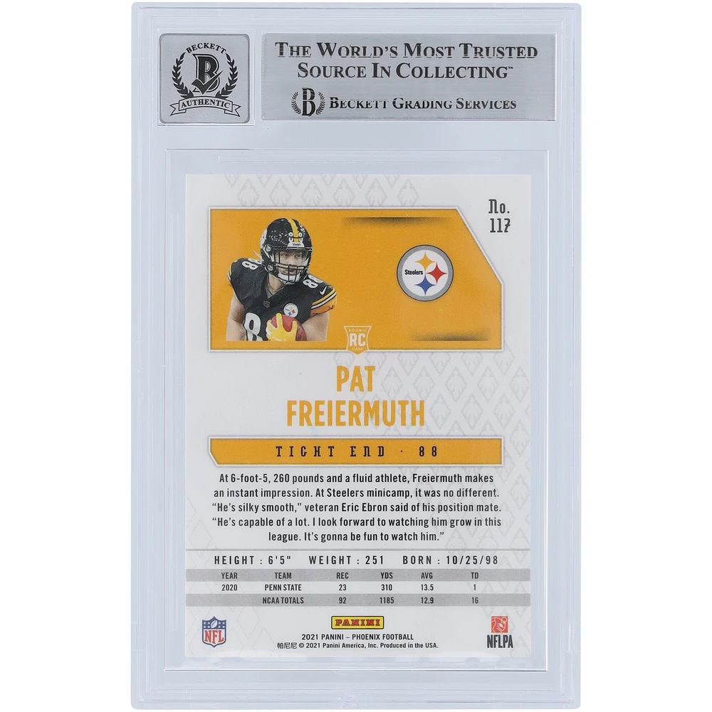 Pat Freiermuth Pittsburgh Steelers Autographed 2021 Panini Phoenix Fire Burst #117 Beckett Fanatics Witnessed Authenticated 9/10 Rookie Card