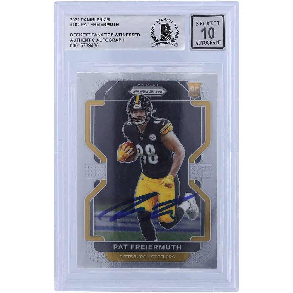 Carte de recrue Panini Prizm #362 2021 autographiée par Pat Freiermuth des Pittsburgh Steelers, Beckett Fanatics Witnessed Authenticated 10 Rookie