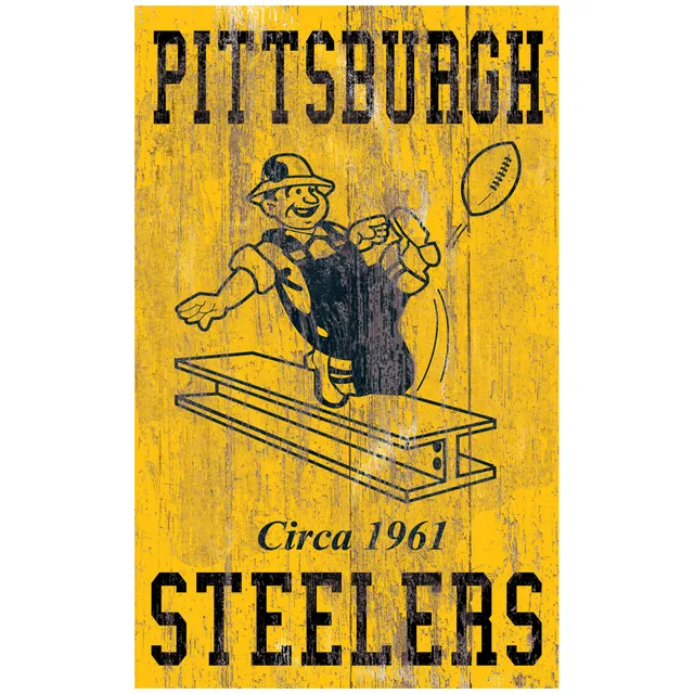 NFL Round Heritage Distressed Sign: Pittsburgh Steelers