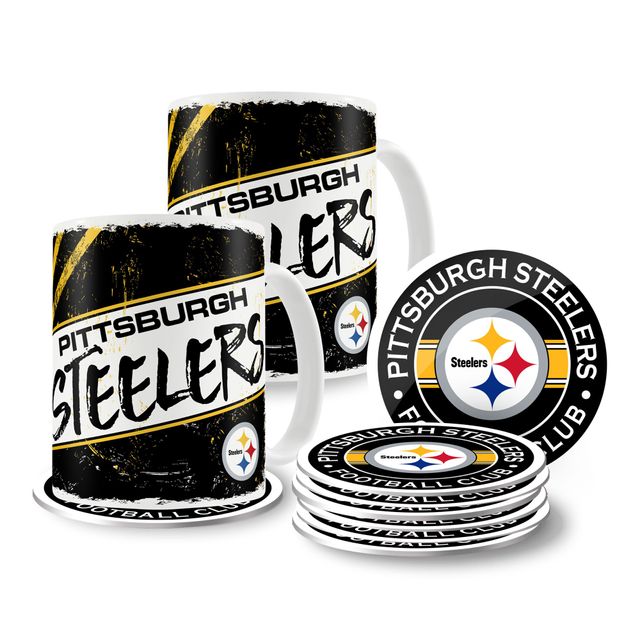 Steelers de Pittsburgh 15 oz. Tasses et sous-verres classiques - Ensemble