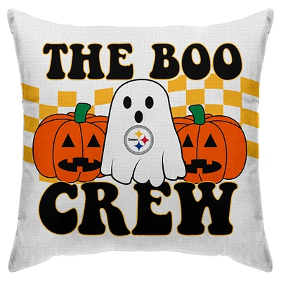 Housse de coussin décorative en tissu de canard Boo Crew des Steelers de Pittsburgh 18 po x 18 po