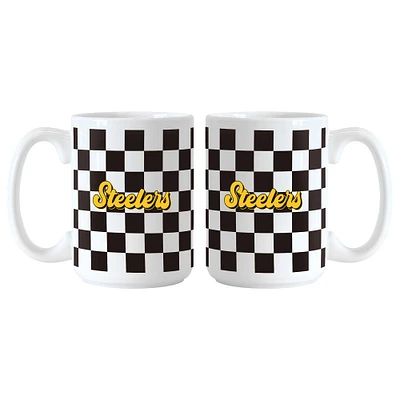 Pittsburgh Steelers 2-Pack 15oz. Checkered Wordmark Mug Set