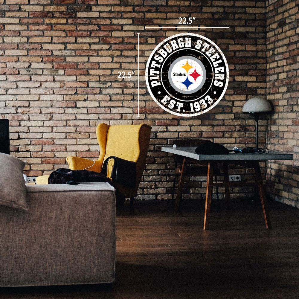 Pittsburgh Steelers 22'' Distressed Logo Wall Sign