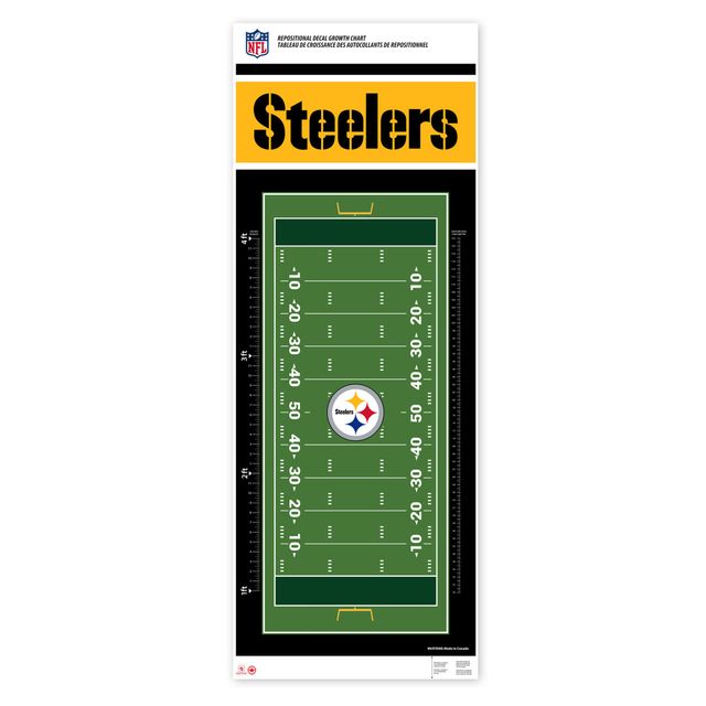 Pittsburgh Steelers - Tableau de croissance des décalcomanies repositionnables sur le terrain de 24'' x 60''