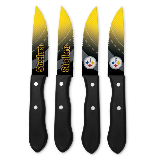 Ensemble de 4 couteaux à steak en acier inoxydable Pittsburgh Steelers