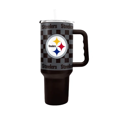 Verre à vin en acier inoxydable à carreaux de 40 oz des Pittsburgh Steelers