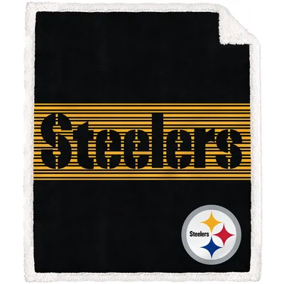 Pittsburgh Steelers 50'' x 60'' Center Stripe Sherpa Trim Blanket