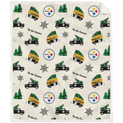 Pittsburgh Steelers 50'' x 60'' Holiday Pickup Truck Sherpa Flannel Fleece Blanket