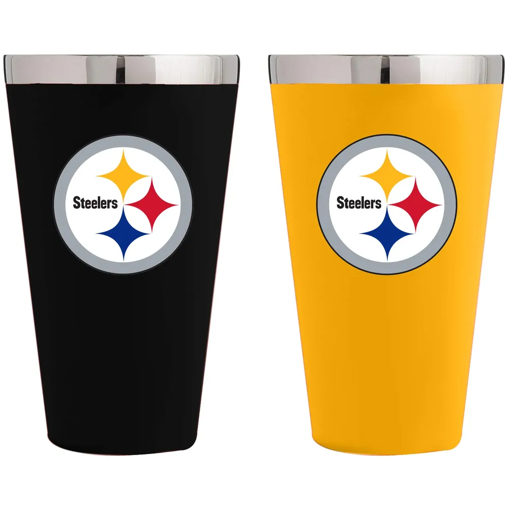 Pack de 2 couleurs de l'équipe Pittsburgh Steelers 16 oz. Ensemble de verres à pinte