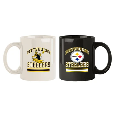 Lot de deux tasses colorées de 15 oz des Steelers de Pittsburgh