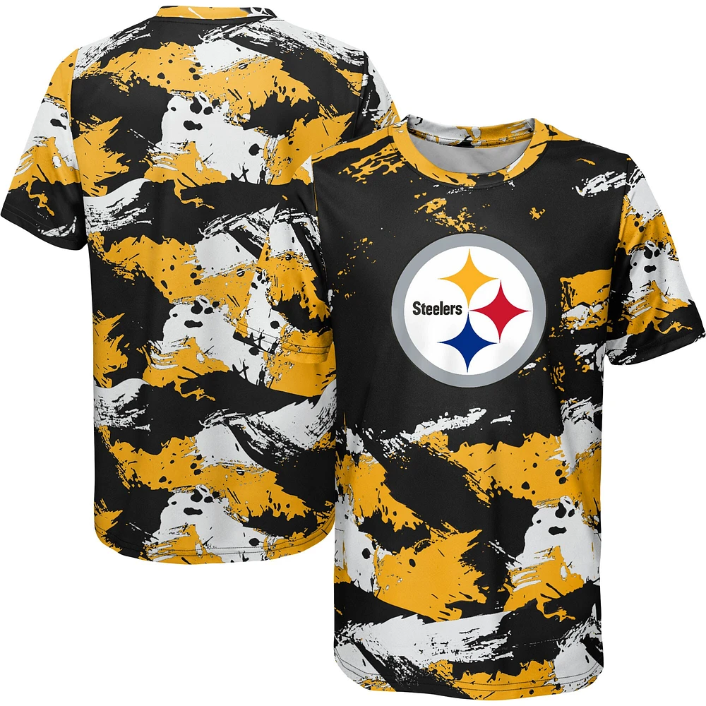 T-shirt préscolaire noir/or Pittsburgh Steelers juvénile motif croix