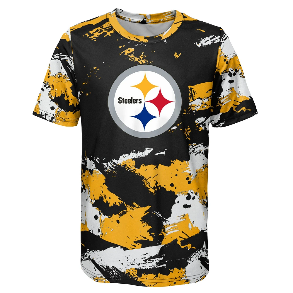 T-shirt préscolaire noir/or Pittsburgh Steelers juvénile motif croix