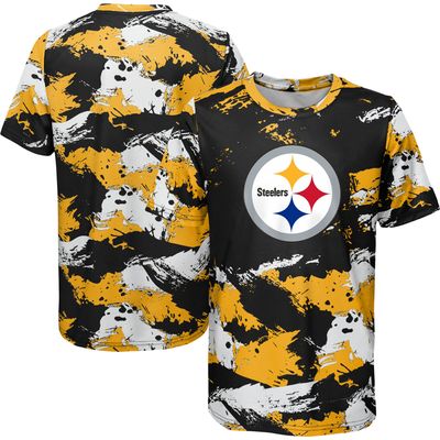 Preschool Black/Gold Pittsburgh Steelers Juvenile Cross Pattern T-Shirt