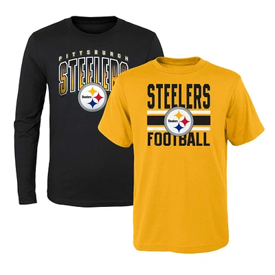 Ensemble combiné de t-shirts préférés des fans Steelers Pittsburgh or/noir préscolaire