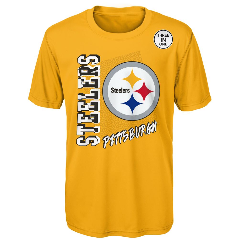 Outerstuff Pittsburgh Steelers Youth Team Logo Long Sleeve T-Shirt - Black Size: Large