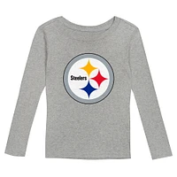 Preschool Heather Gray Pittsburgh Steelers Long Sleeve T-Shirt and Pants Sleep Set