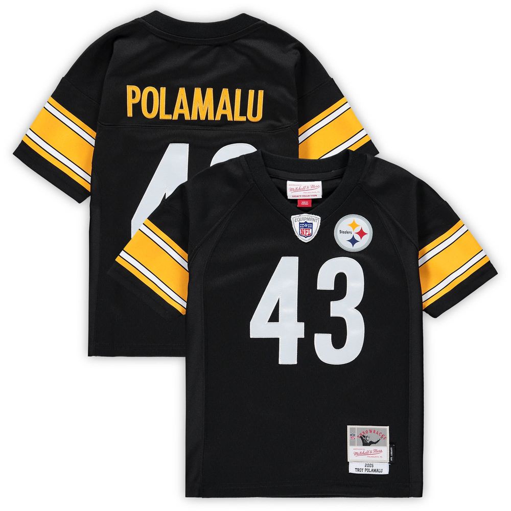 Mitchell & Ness Men's Troy Polamalu Black Pittsburgh Steelers Alternate 2008 Legacy Replica Jersey