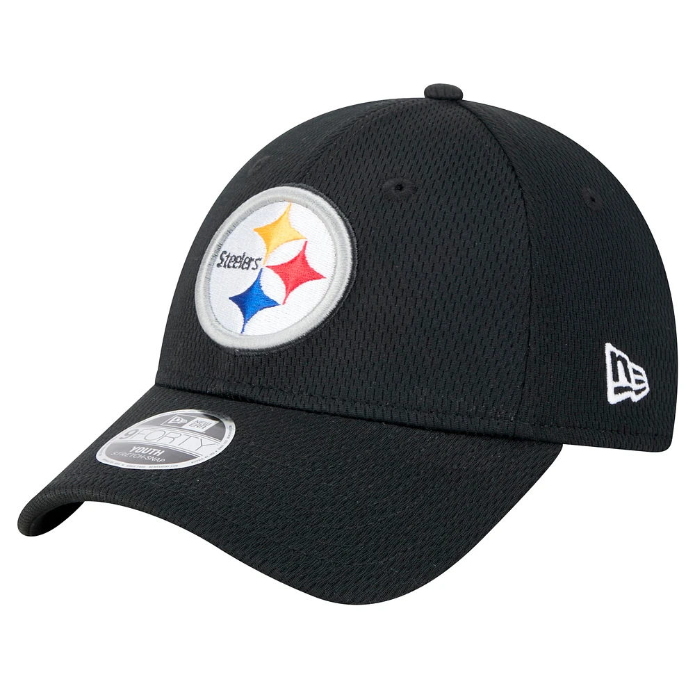 Casquette ajustable Main 9FORTY noire des Pittsburgh Steelers de New Era pour enfants d'âge préscolaire