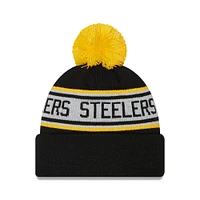 Preschool New Era Black Pittsburgh Steelers Repeat Cuffed Knit Hat with Pom