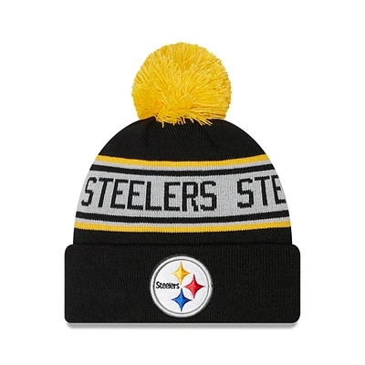 Préscolaire New Era Pittsburgh Steelers Repeat Bonnet en tricot à revers avec pompon