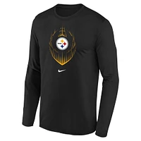 T-shirt à manches longues Nike noir pour préscolaire Pittsburgh Steelers Legend Icon