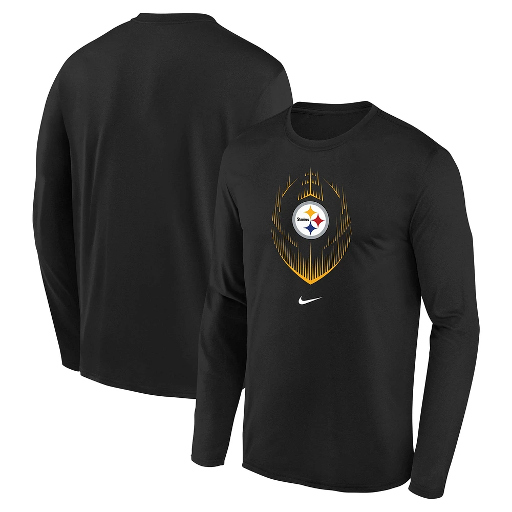 T-shirt à manches longues Nike noir pour préscolaire Pittsburgh Steelers Legend Icon