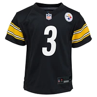 Maillot de jeu joueur Nike Russell Wilson noir des Pittsburgh Steelers pour enfants d'âge préscolaire