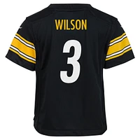 Maillot de jeu joueur Nike Russell Wilson noir des Pittsburgh Steelers pour enfants d'âge préscolaire
