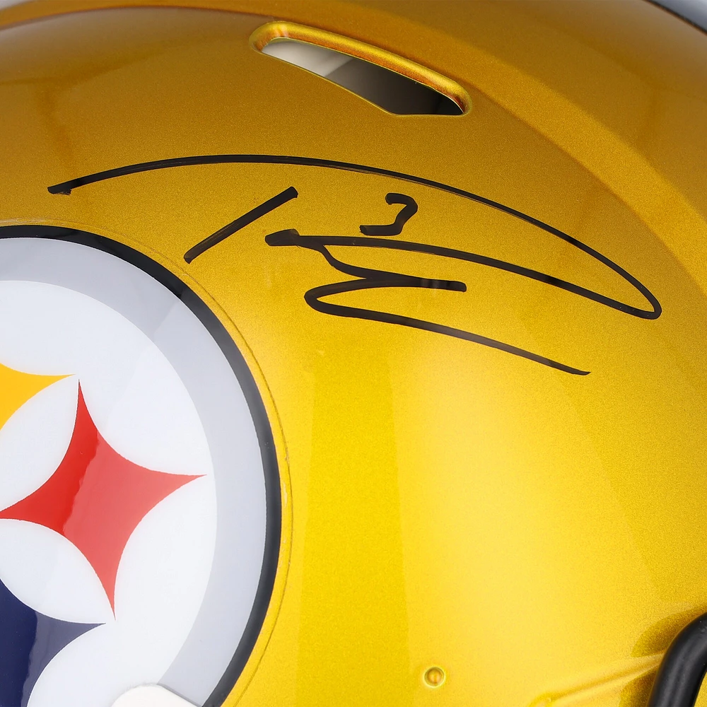 Casque Flash Speed ​​authentique autographié par Russell Wilson des Pittsburgh Steelers