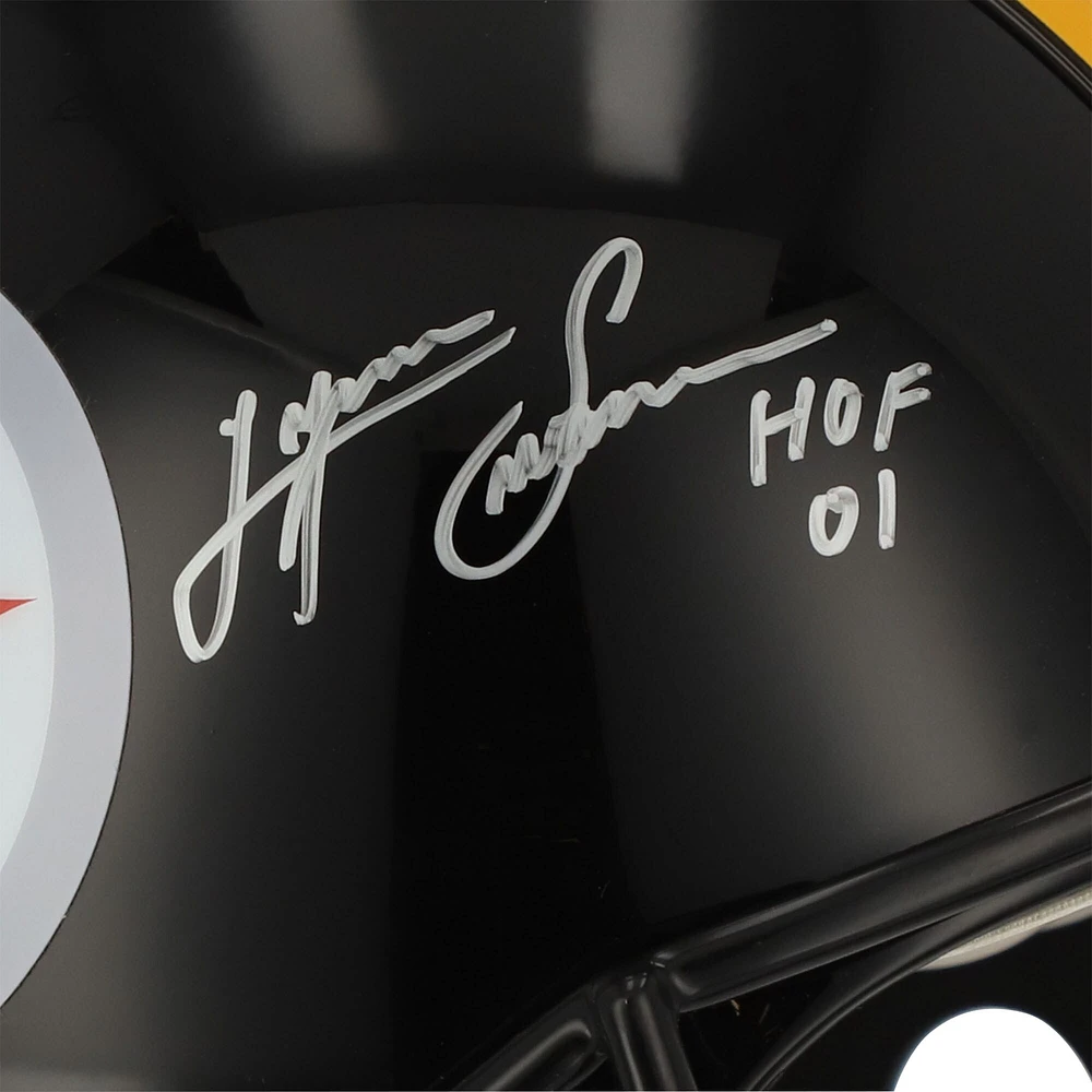 Terry Bradshaw & Lynn Swann Pittsburgh Steelers Autographed Riddell Throwback VSR4 Authentic Helmet with Hall of Fame Inscriptions
