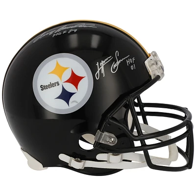 Terry Bradshaw & Lynn Swann Pittsburgh Steelers Autographed Riddell Throwback VSR4 Authentic Helmet with Hall of Fame Inscriptions
