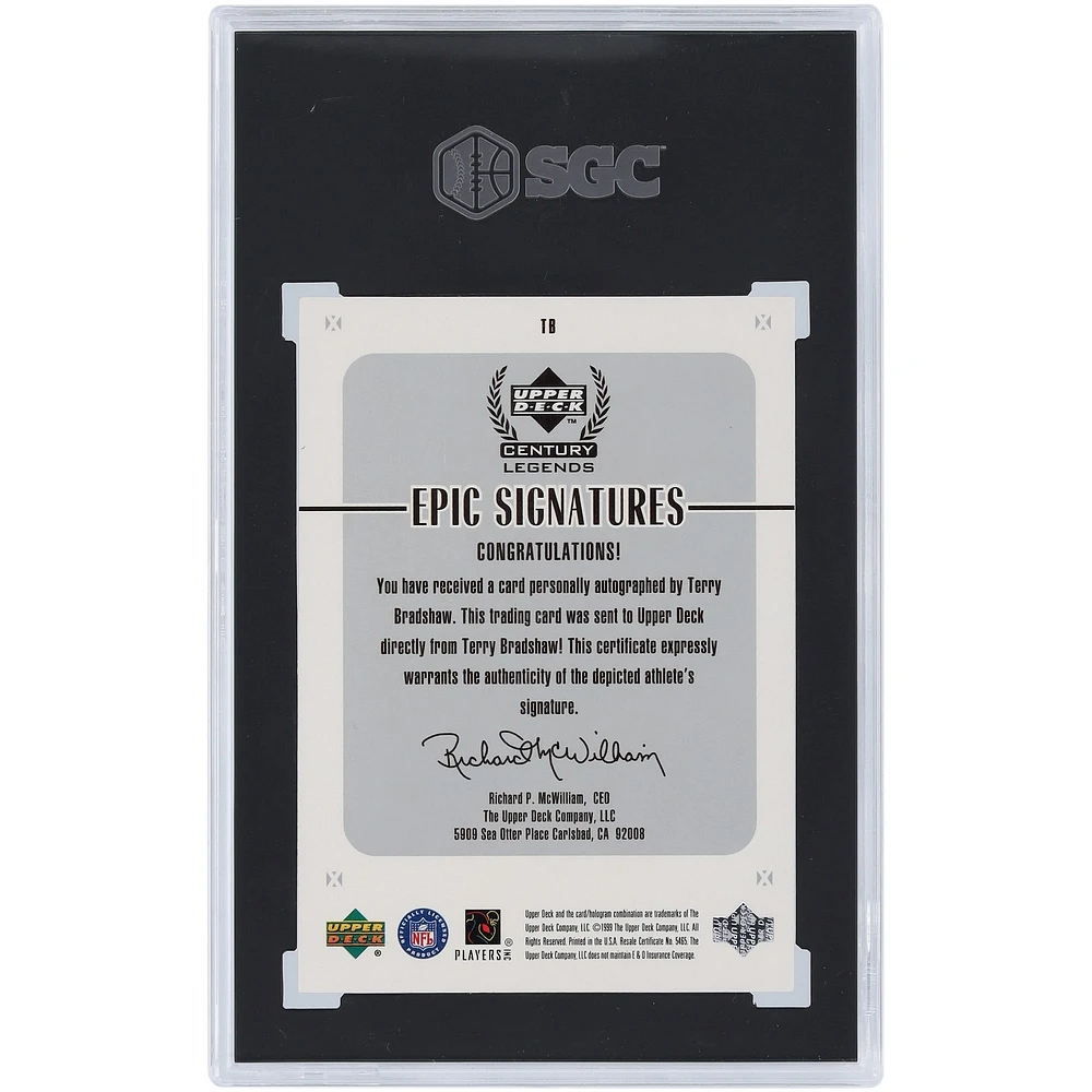 Terry Bradshaw Pittsburgh Steelers Autographed 1999 Upper Deck Century Legends Epic #TB SGC Authenticated 10/10 Card
