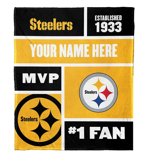 NFL Pittsburgh Steelers Helmet Personalized 60x80 Sherpa Blanket - - On Sale  Today!