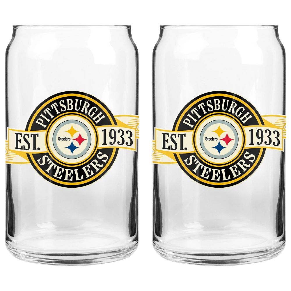 Le Sports Vault Pittsburgh Steelers 16 oz. Ensemble de deux verres à canettes