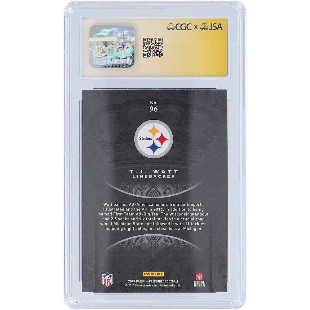 T.J. Watt Pittsburgh Steelers Autographed 2017 Panini Crown Royale #96 CGC Fanatics Witnessed Authenticated Auto 10 Rookie Card