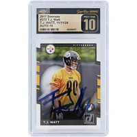T.J. Watt Pittsburgh Steelers Autographed 2017 Panini Donruss #372 CGC Fanatics Witnessed Authenticated Pristine 10/10 Rookie Card