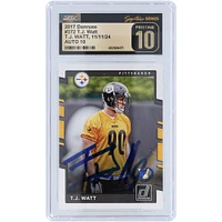 T.J. Watt Pittsburgh Steelers Autographed 2017 Panini Donruss #372 CGC Fanatics Witnessed Authenticated Pristine 10/10 Rookie Card