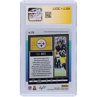 T.J. Watt Pittsburgh Steelers Autographed 2022 Panini Score Black Printing Plate #216 #1/1 CGC Fanatics Witnessed Authenticated 9/10 Card
