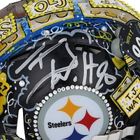 T.J. Watt Pittsburgh Steelers Autographed Riddell Speed Mini Helmet - Art by Charles Fazzino - GL68085461