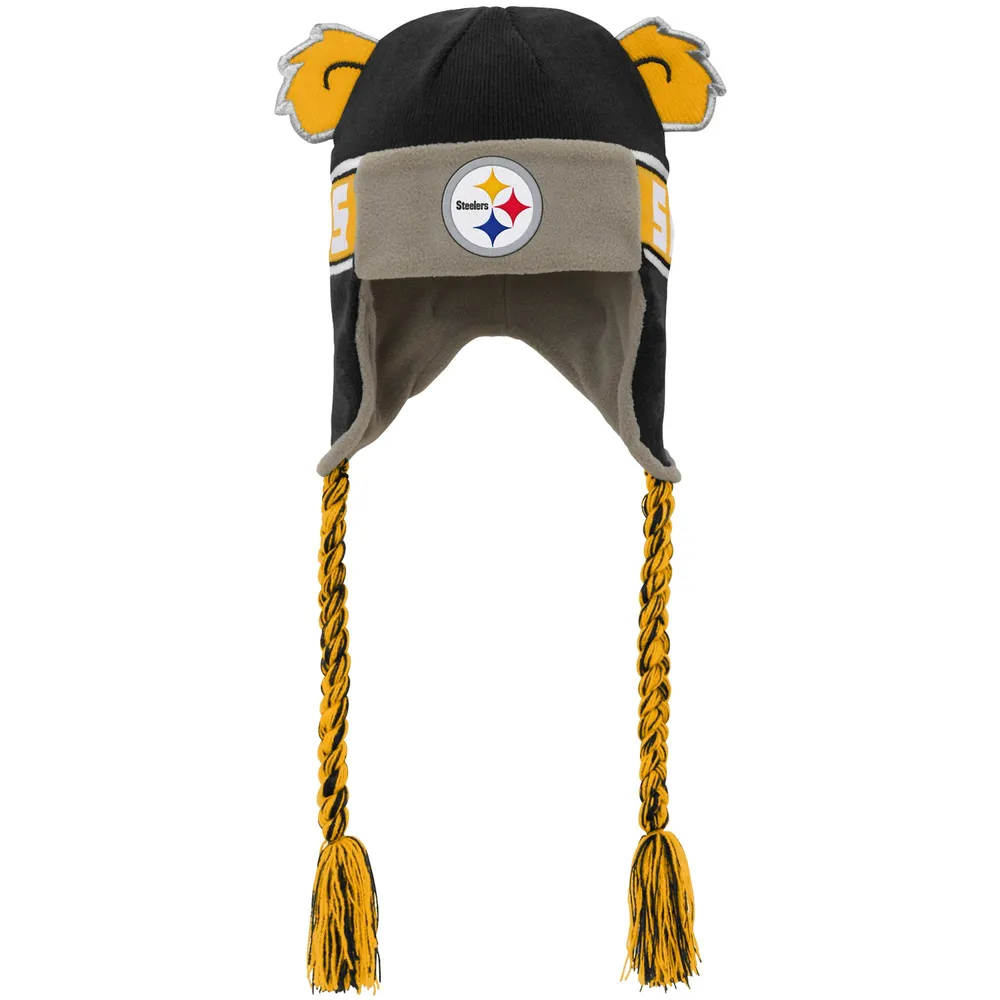 Youth Cream/Black Pittsburgh Steelers Bone Cuffed Knit Hat