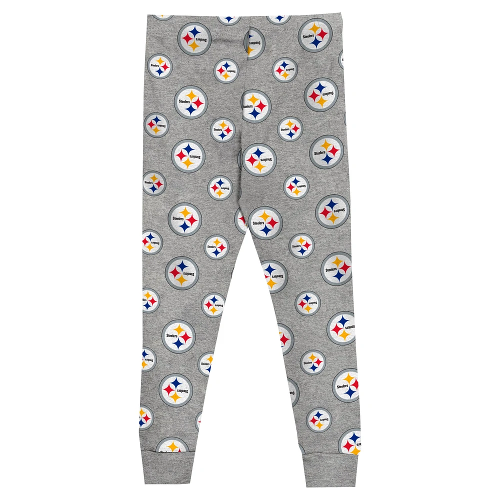 Ensemble de nuit pour tout-petit avec t-shirt à manches longues et pantalon gris chiné des Steelers Pittsburgh