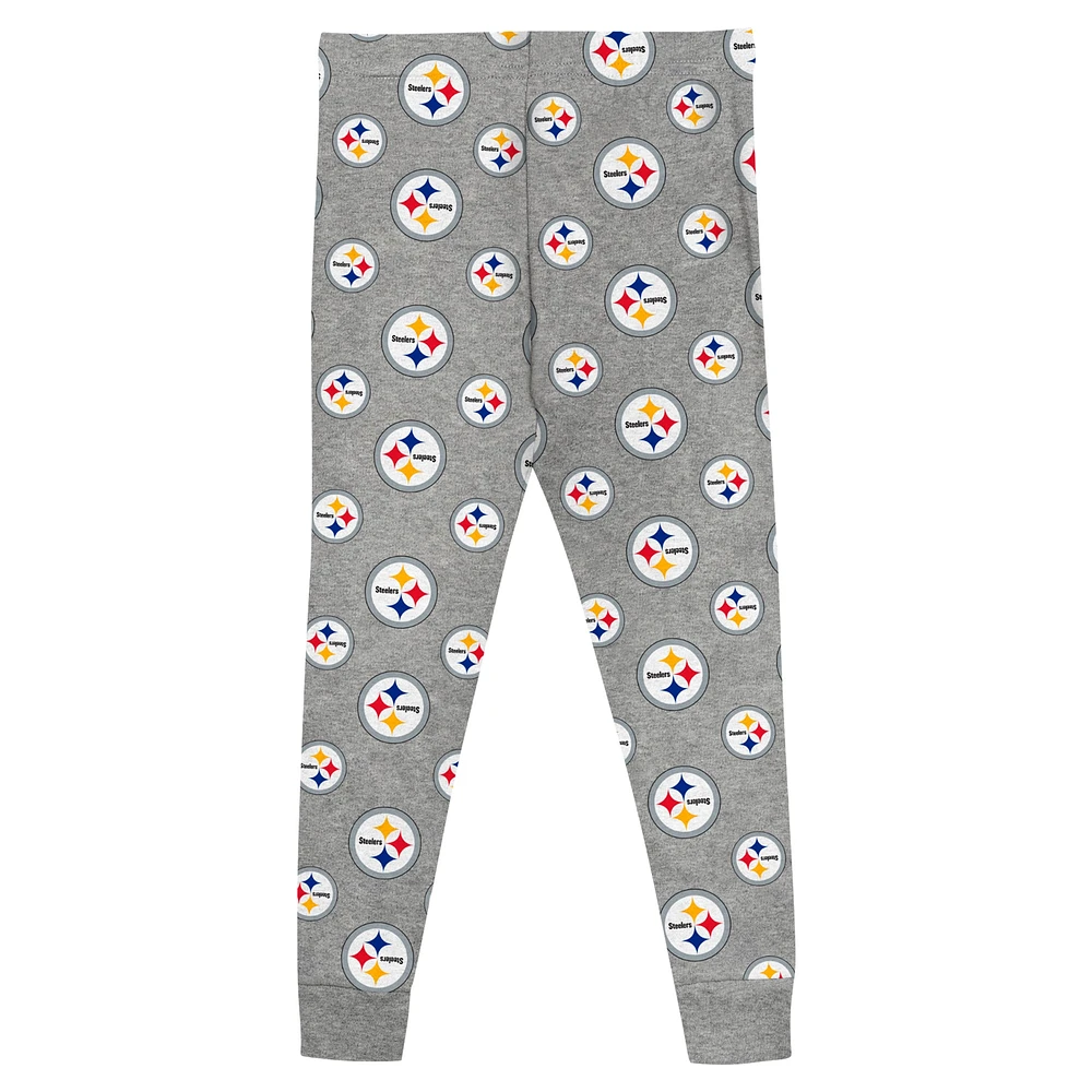 Ensemble de nuit pour tout-petit avec t-shirt à manches longues et pantalon gris chiné des Steelers Pittsburgh